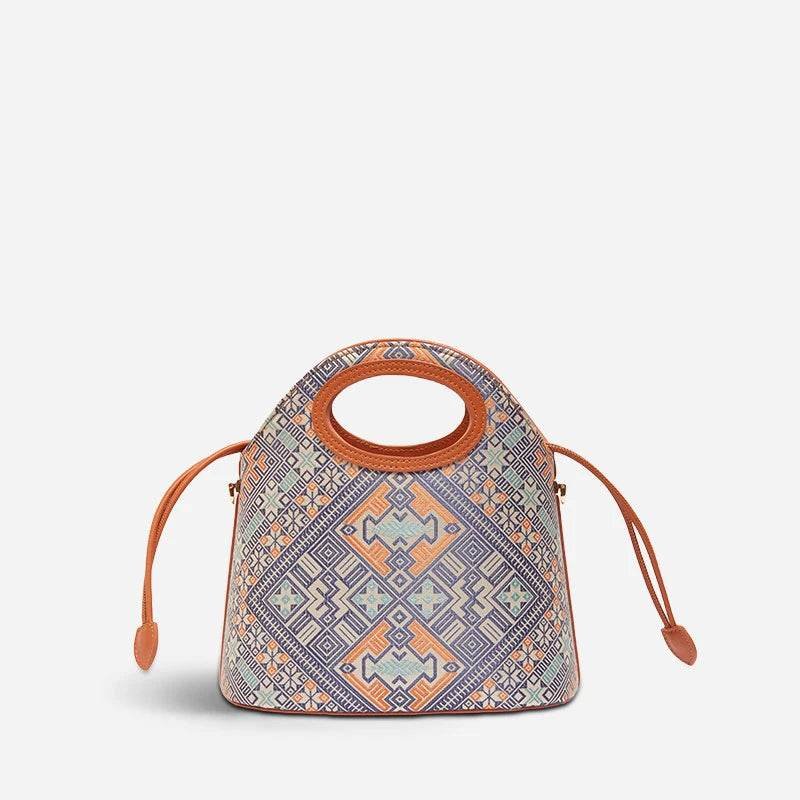 Zhuang Brocade Vintage Drawstring Bucket Bag - Image 12