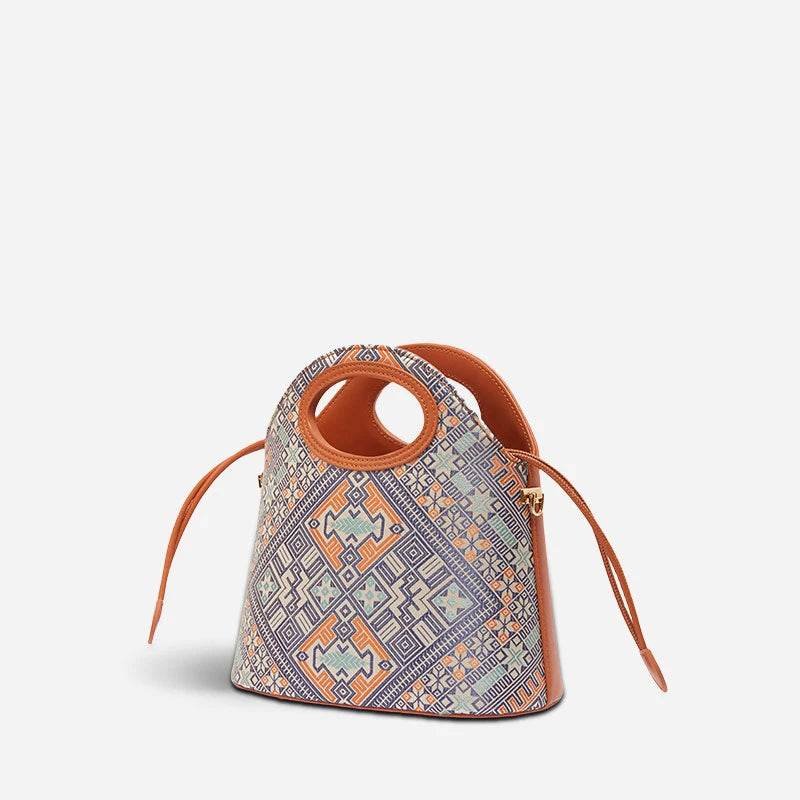 Zhuang Brocade Vintage Drawstring Bucket Bag - Image 13