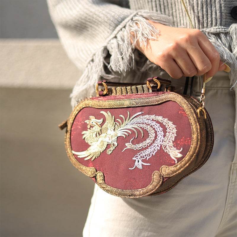 Ultra-Light Ruyi Phoenix Embroidery Handbag Recycled Fabric with Hualuo Silk 205g - Image 2