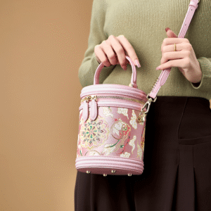3_Song_Brocade_Pink_Retro_Bucket_Bag_Lotus_Lucky_Rabbit_Pattern_-_SinoCultural