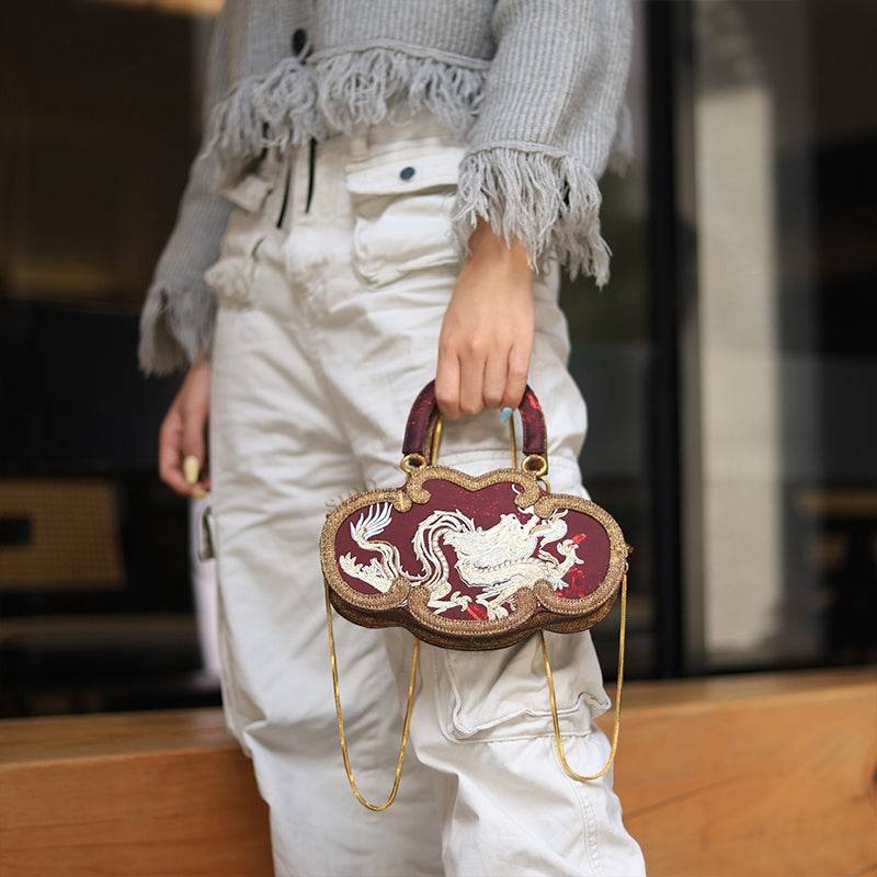 Ultra-Light Ruyi Loong Embroidery Handbag – Recycled Fabric with Hualuo Silk 205g - Image 4