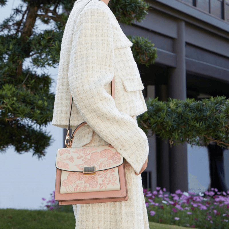 Embroidery Leather Peony Clutch Bag New Chinese Style Handbag - Image 4