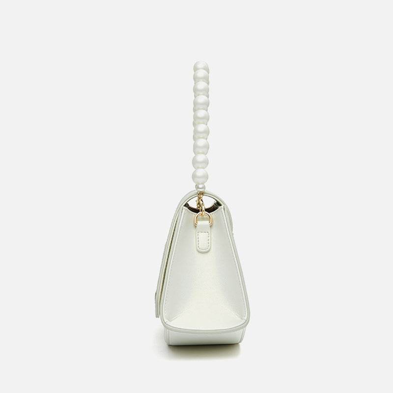 Embroidery Leather Retro White Hibiscus Handbag with Pendant - Image 12