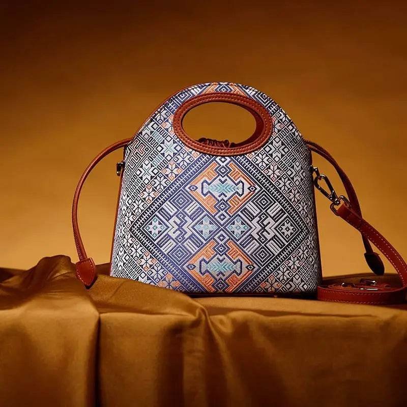 Zhuang Brocade Vintage Drawstring Bucket Bag - Image 8