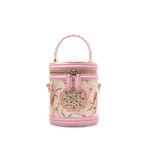 Song Brocade Powder Pink Bucket Bag Lotus & Lucky Rabbit Pattern